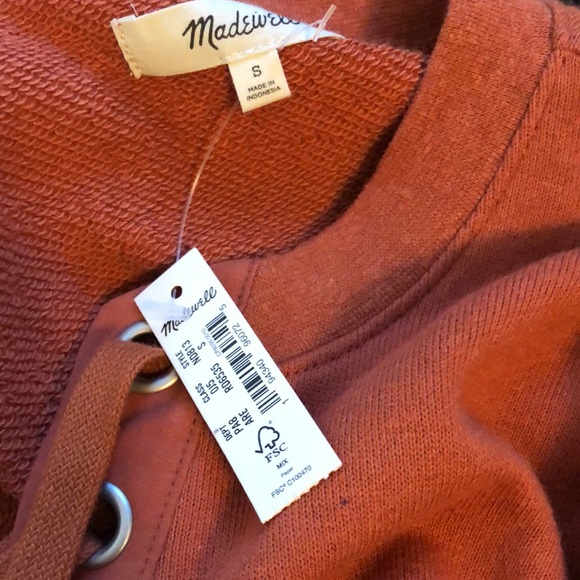 NWT Madewell front lace sweat shirt in rust - Picture 5 of 7